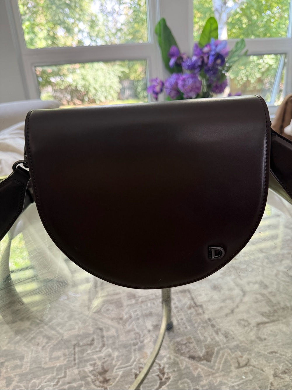 NWOT Danier Dark Brown Half-Moon Crossbody Bag